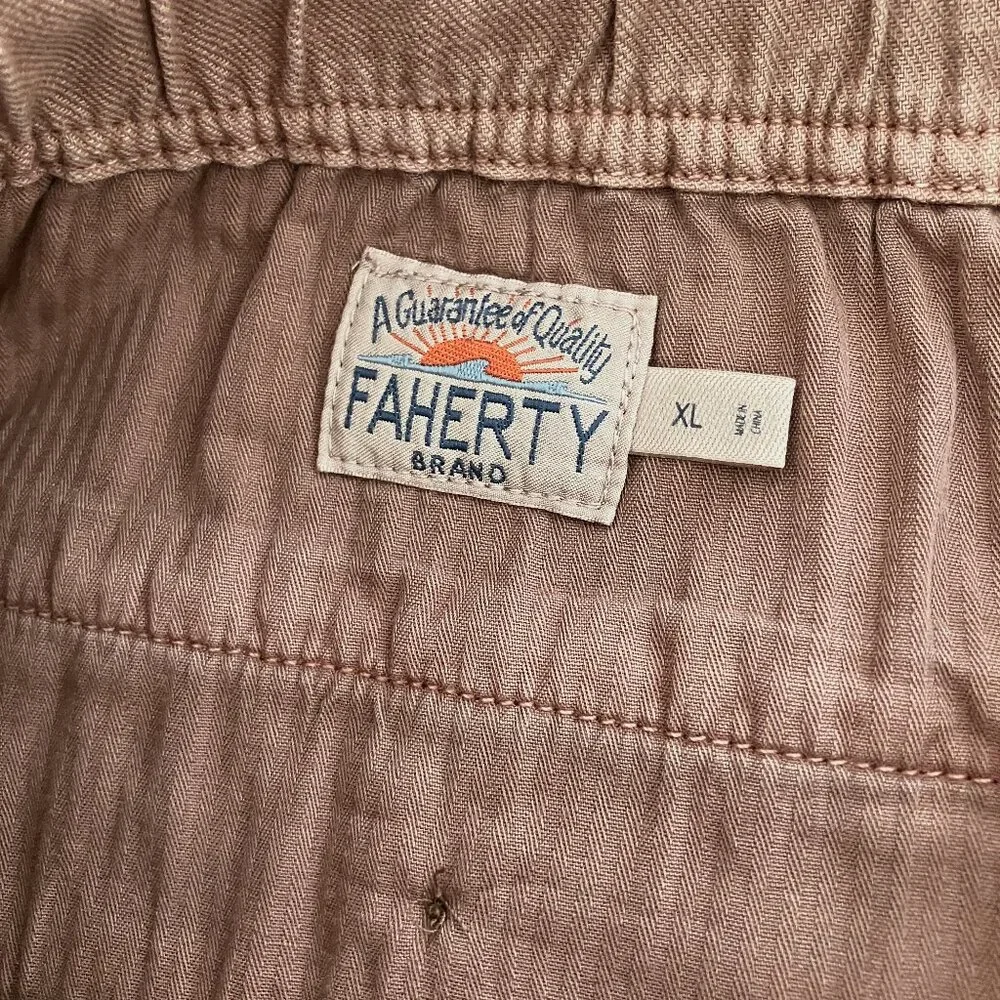 NEW Faherty Men's Essential Drawstring Shorts Cedar Rose XL Organic Cotton $108